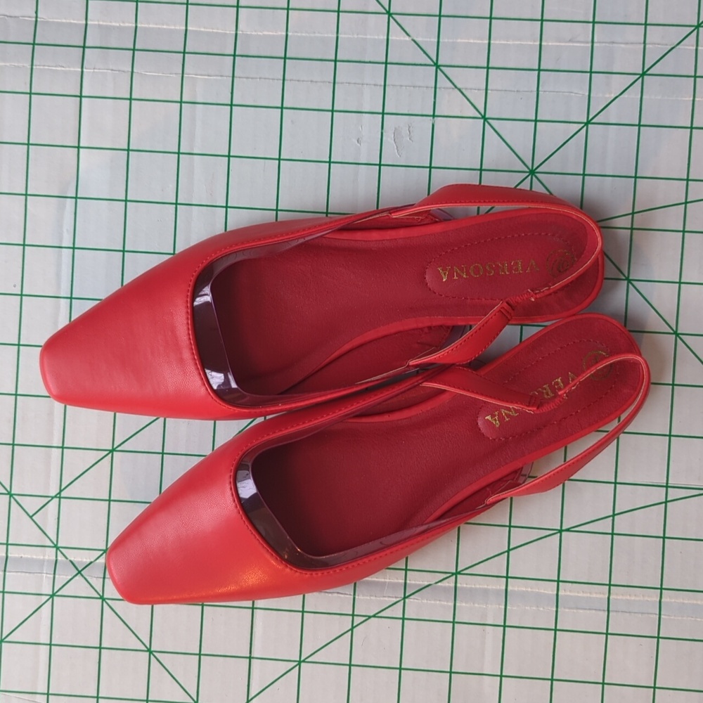 NEW Red Orange Sling Back Flats Women’s Size 8.5 NO BOX